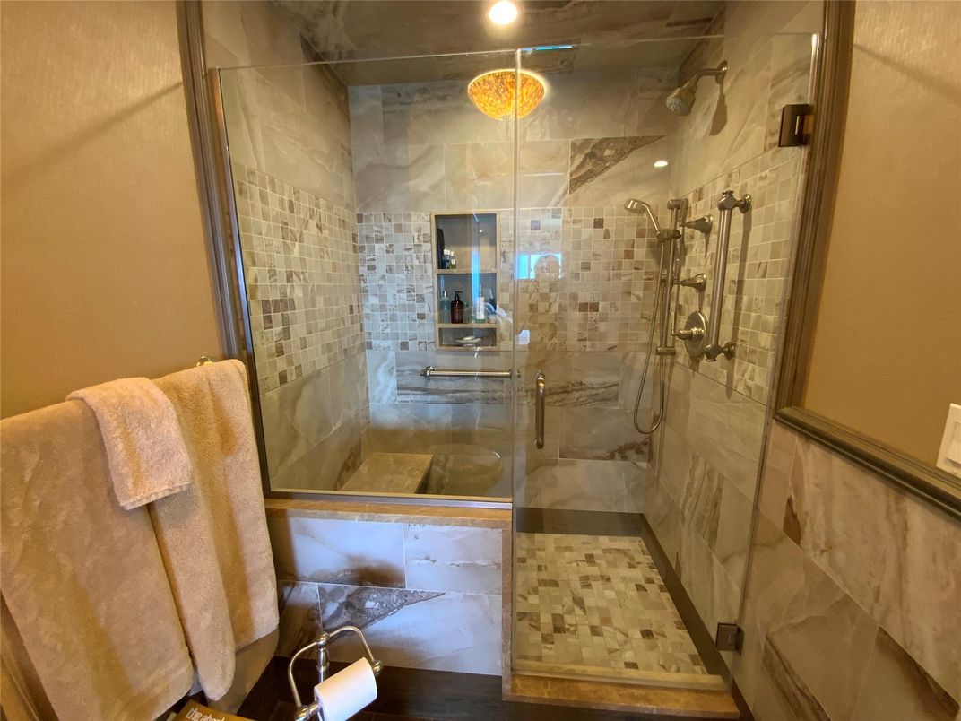 Bathroom, Glass Shower, Interior, Recessed Lighting