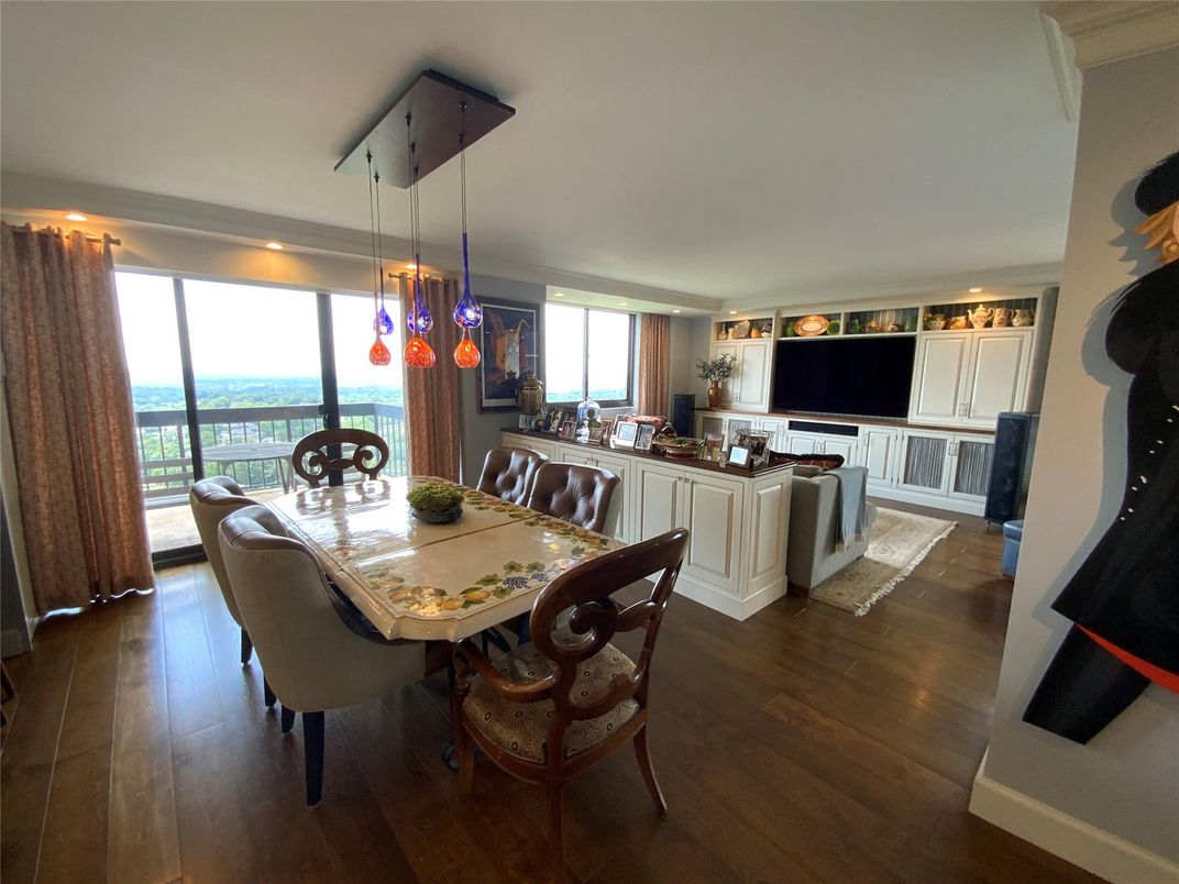 Dining room, Interior, Living room, Pendant Lights, Water, Wood Texture Flooring