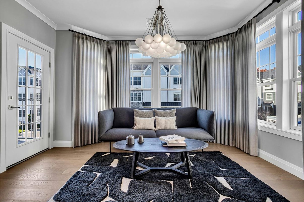 Interior, Living room, Pendant Lights, Wood Texture Flooring