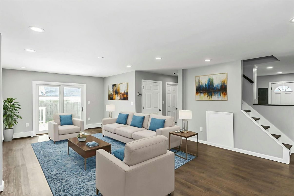 Interior, Living room, Recessed Lighting, Wood Texture Flooring