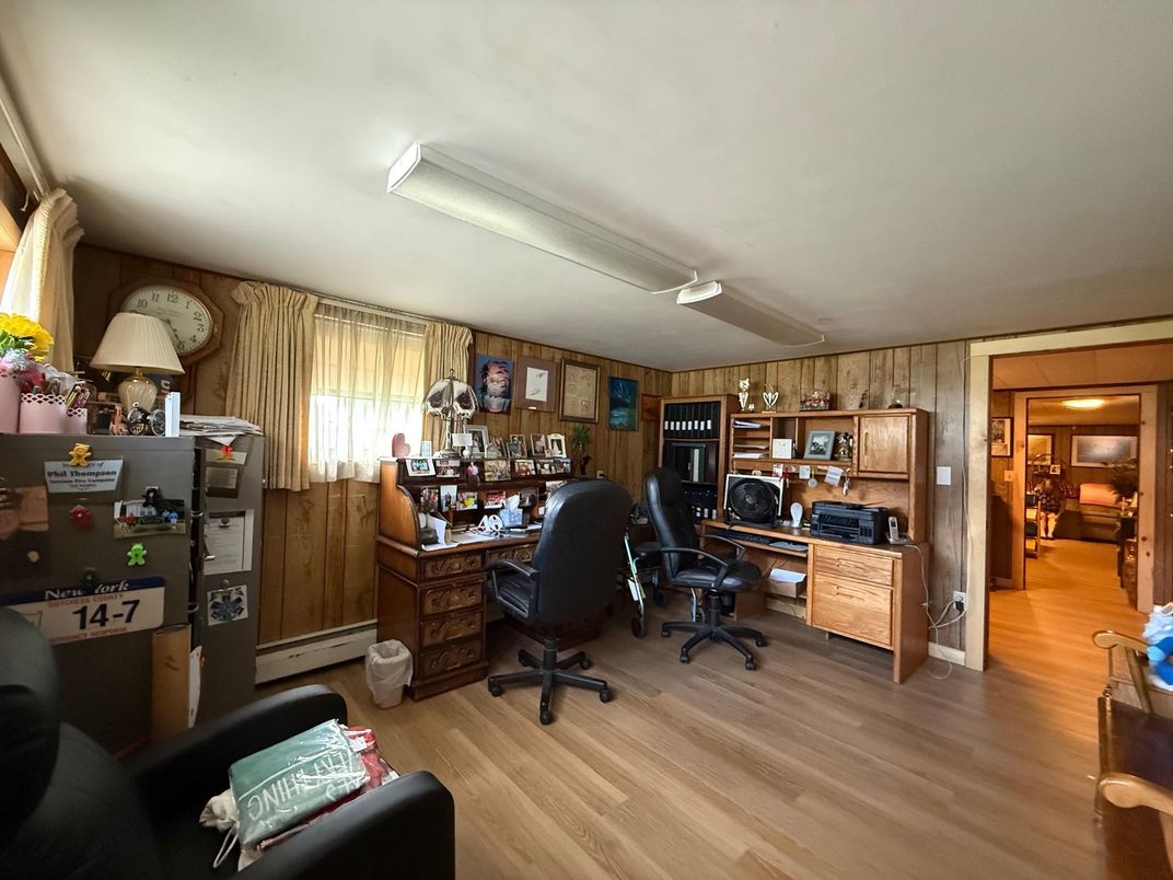 Home Office, Interior, Wood Texture Flooring, Wooden Walls