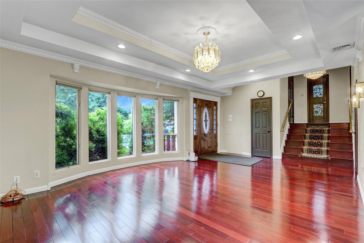 Chandelier, Interior, Recessed Lighting, Wood Texture Flooring