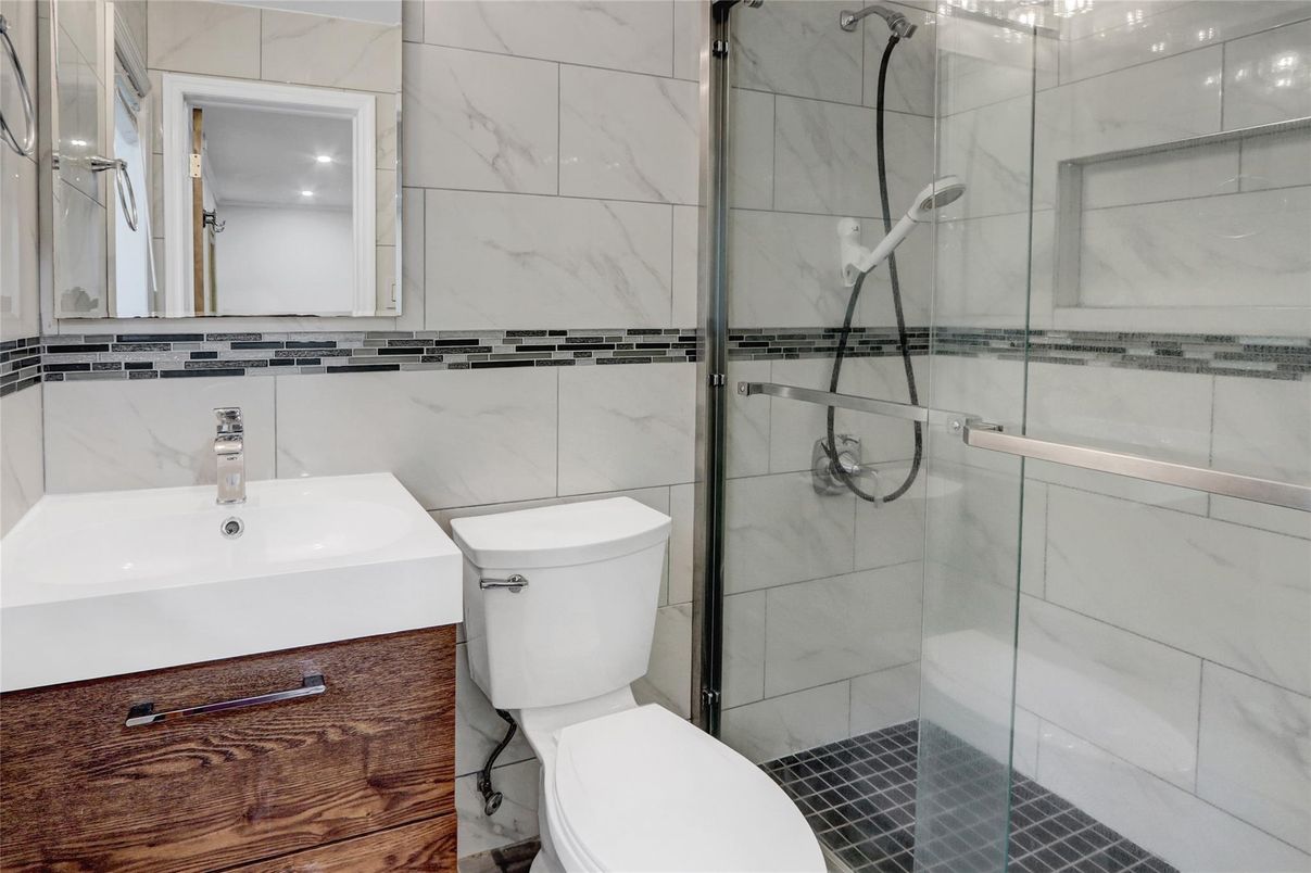 Bathroom, Glass Shower, Interior, Marble Walls