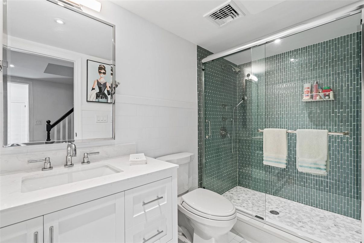 Bathroom, Glass Shower, Interior, Recessed Lighting