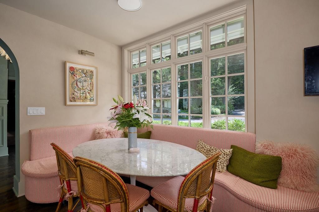 Dining room, Interior, Recessed Lighting, Wood Texture Flooring