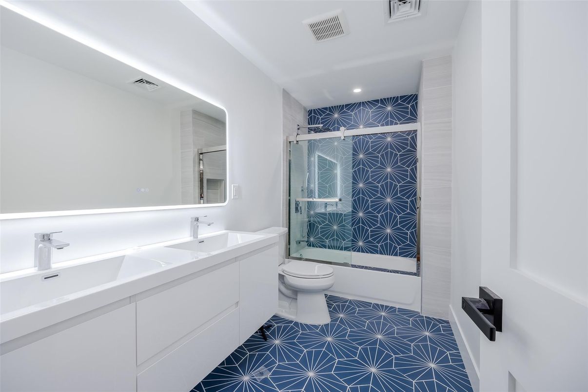 Bathroom, Glass Shower, Interior, Recessed Lighting