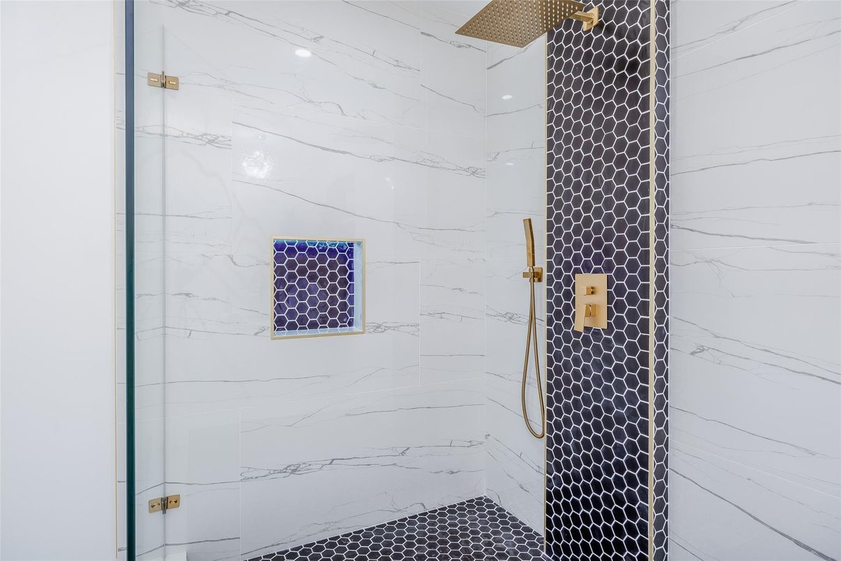 Bathroom, Glass Shower, Interior, Marble Walls