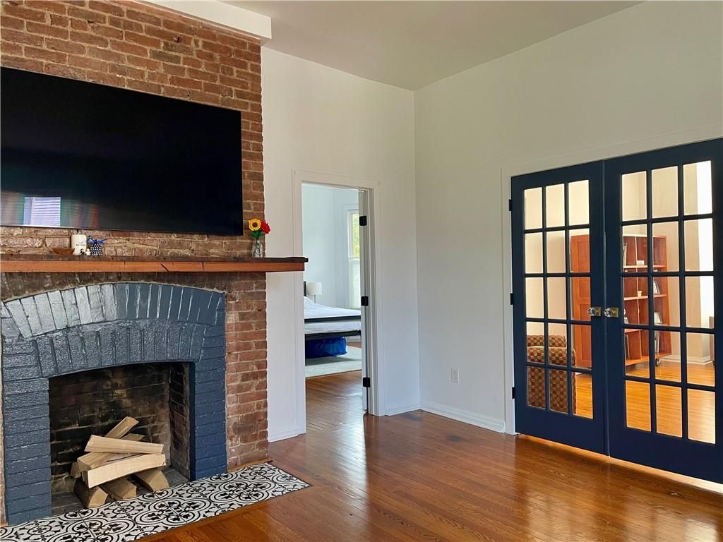 Fireplace, Interior, Stone Walls, Wood Texture Flooring