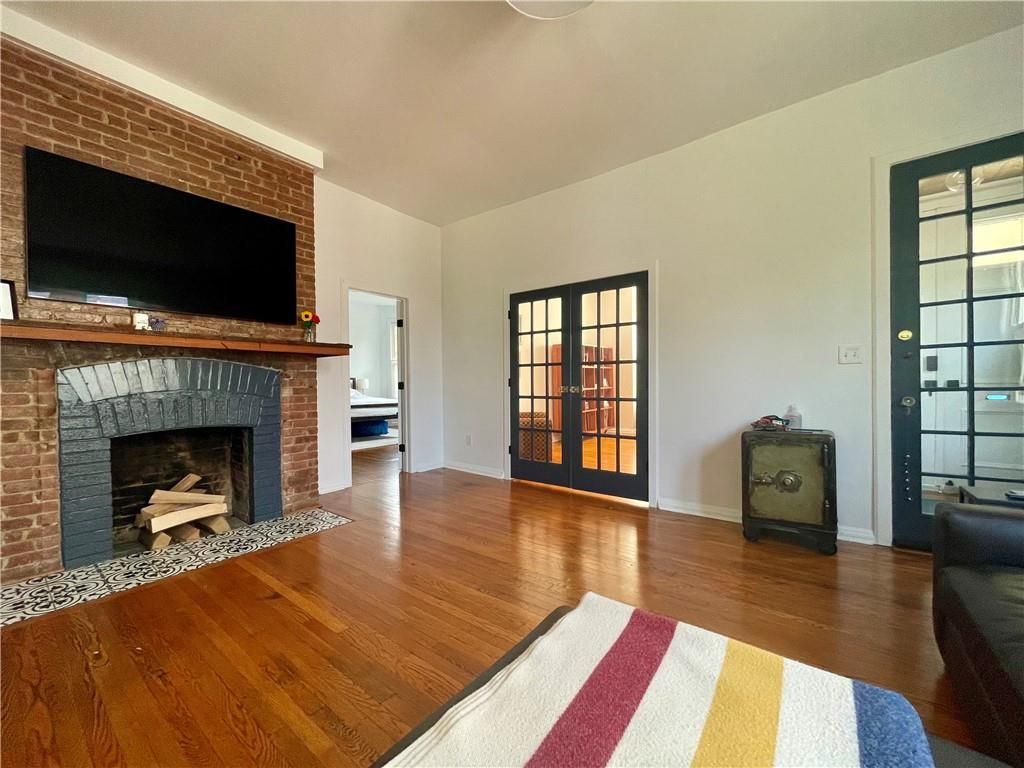 Fireplace, Interior, Stone Walls, Wood Texture Flooring