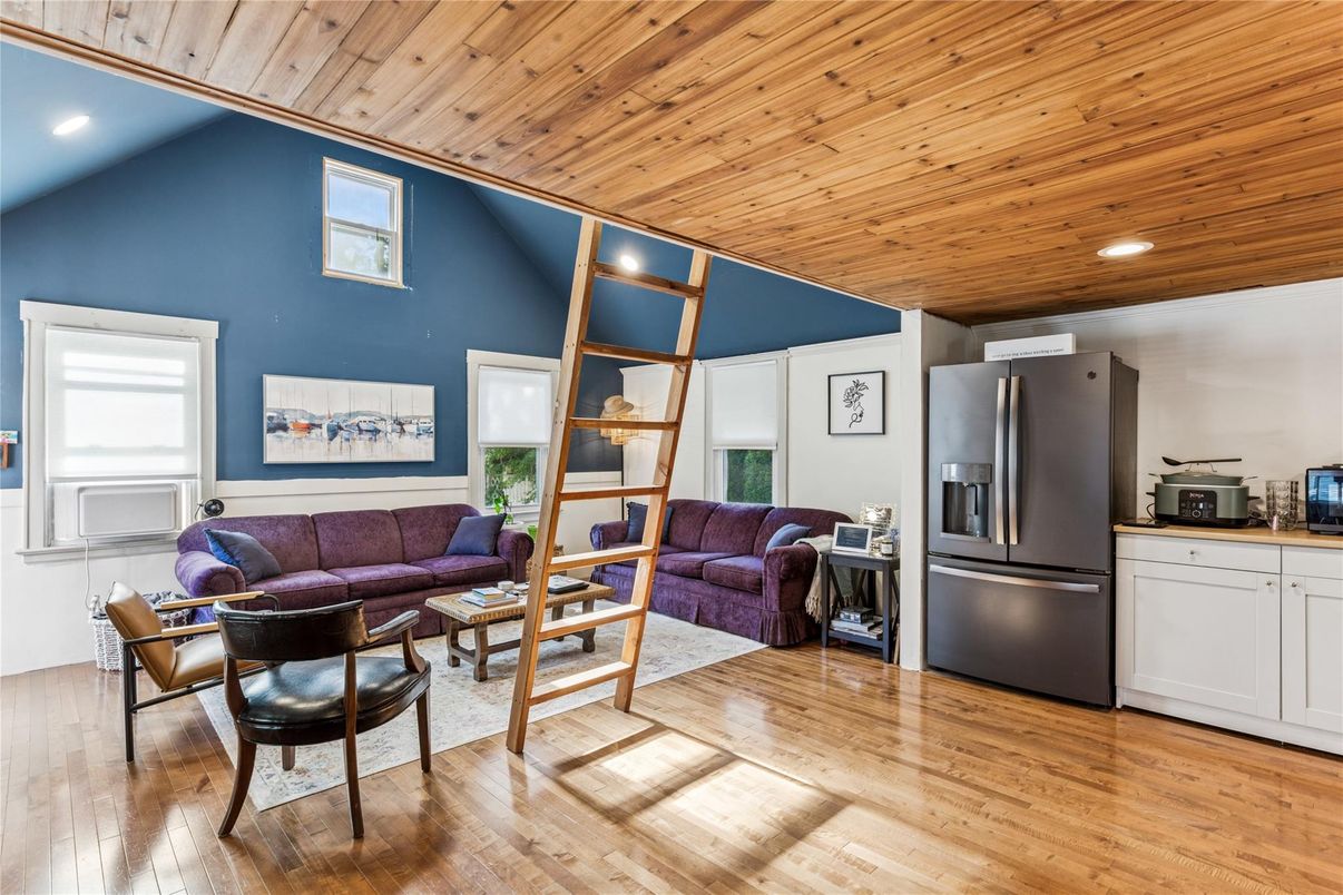 Interior, Kitchen, Living room, Recessed Lighting, Wooden Ceilings, Wood Texture Flooring