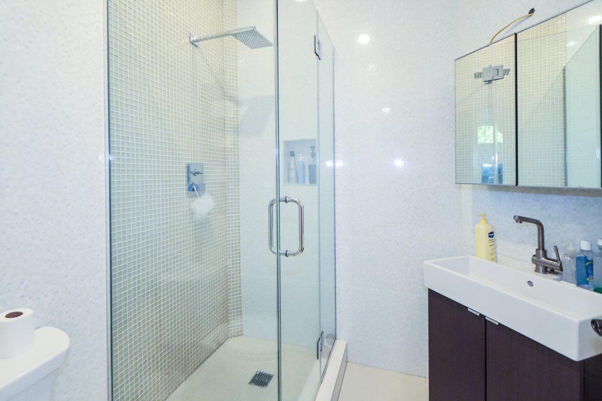 Bathroom, Glass Shower, Interior, Recessed Lighting