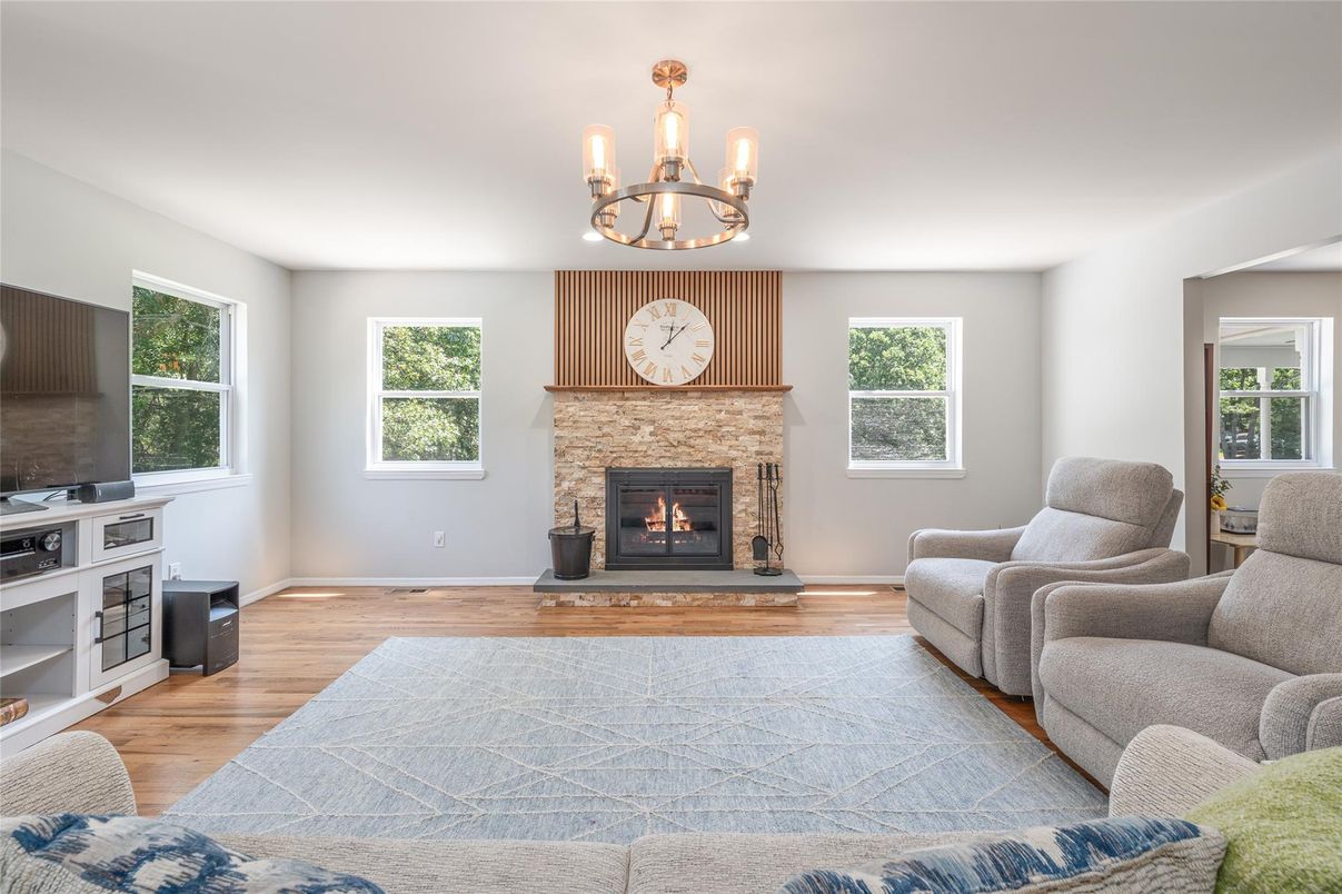 Chandelier, Fireplace, Interior, Living room, Wood Texture Flooring
