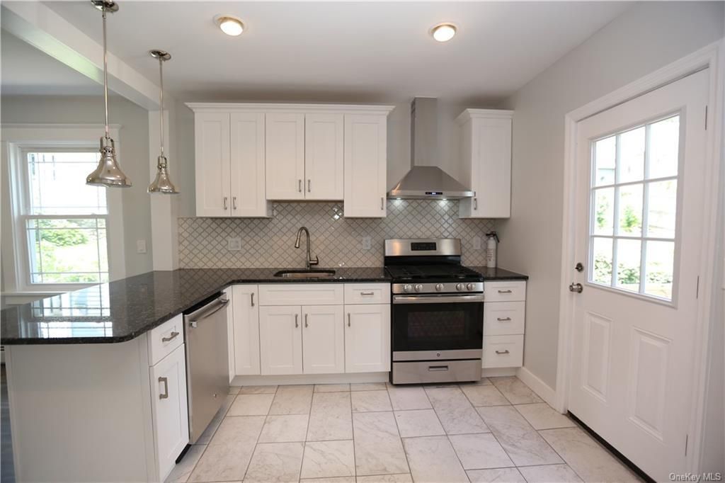 Interior, Kitchen, Marble, Pendant Lights, Recessed Lighting, Stainless Steel Appliances