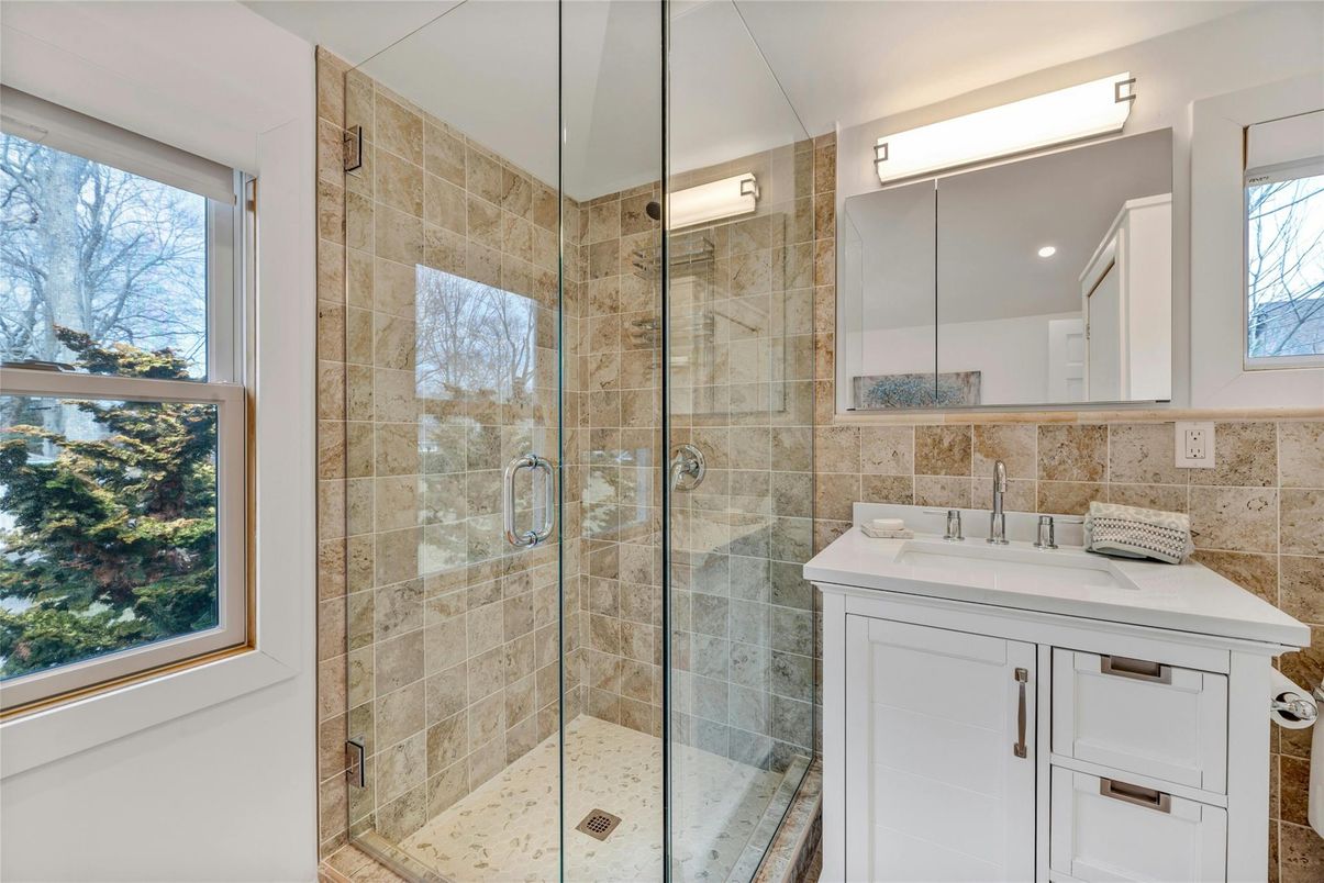 Bathroom, Glass Shower, Interior, Stone Walls