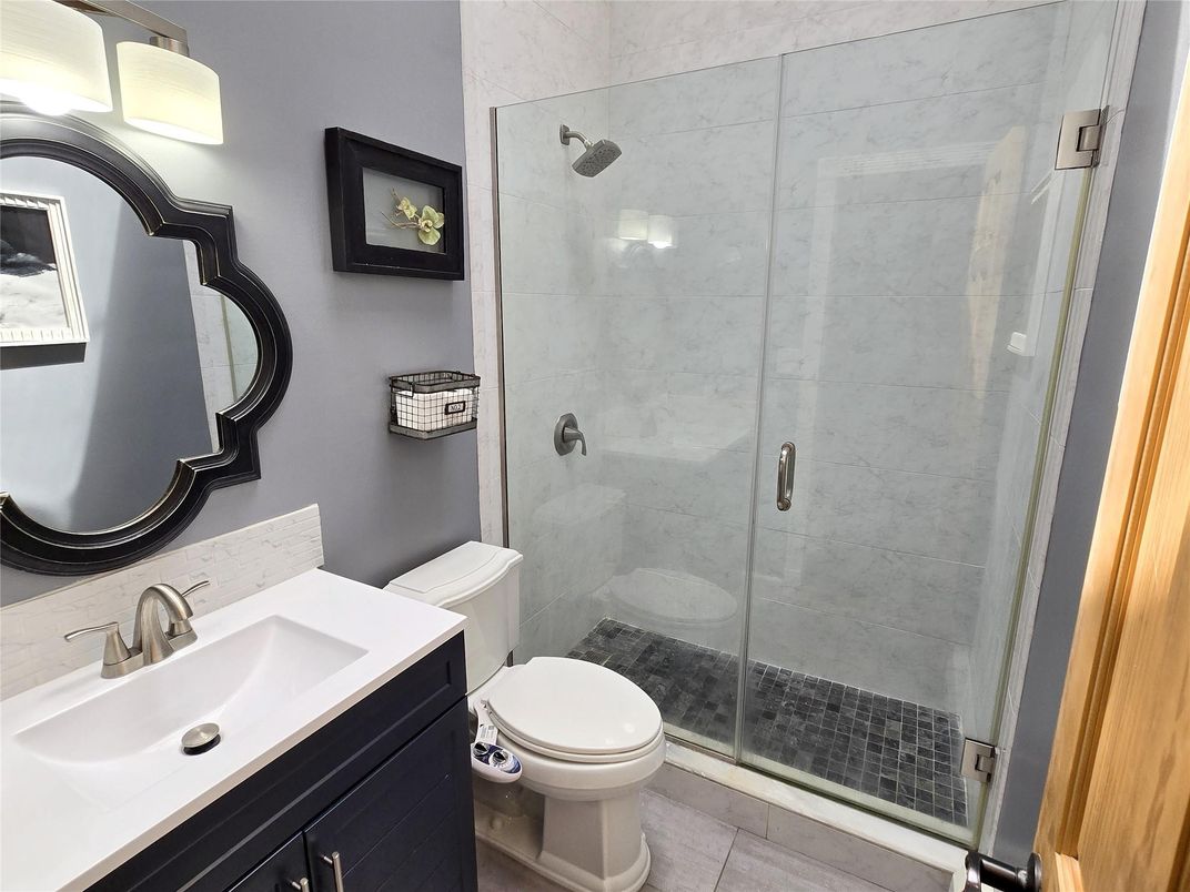 Bathroom, Glass Shower, Interior, Marble Walls