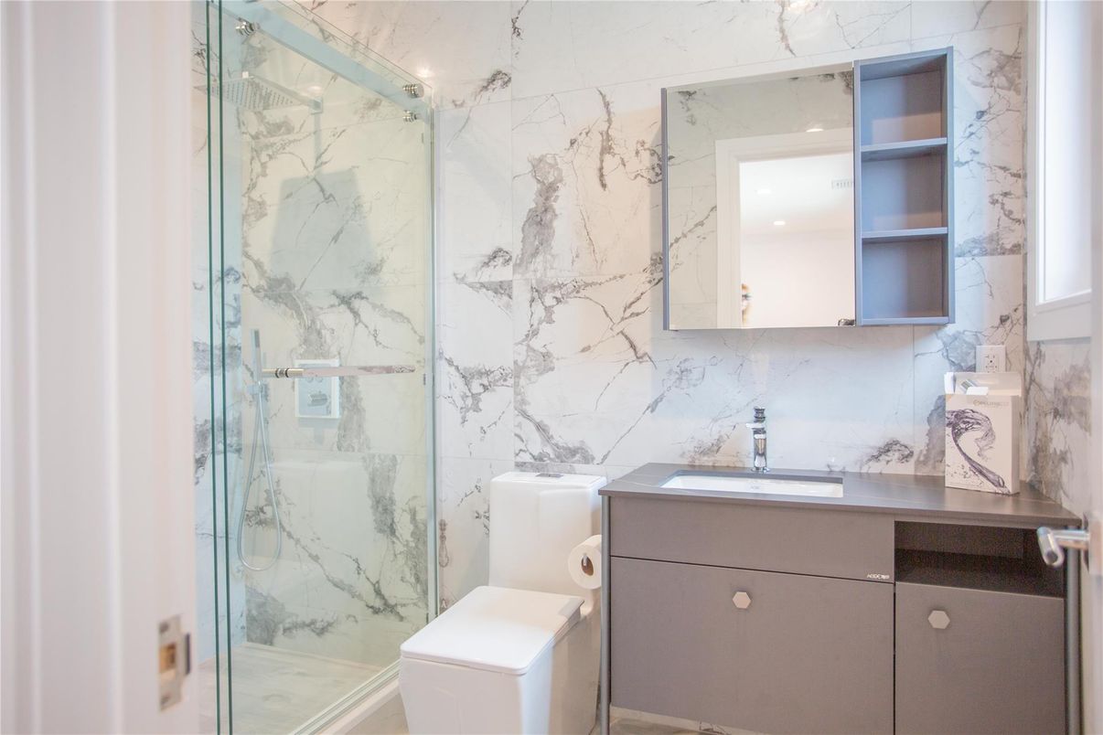Bathroom, Glass Shower, Interior, Marble Walls