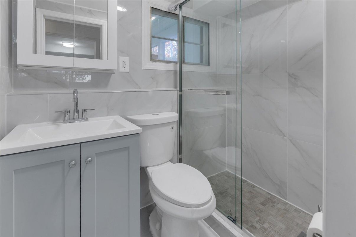 Bathroom, Glass Shower, Interior, Marble Walls