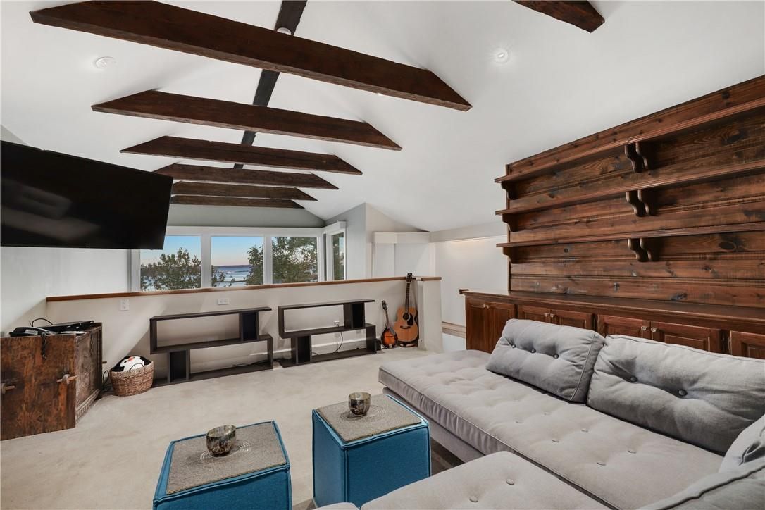 Interior, Living room, Recessed Lighting, Wooden Beams