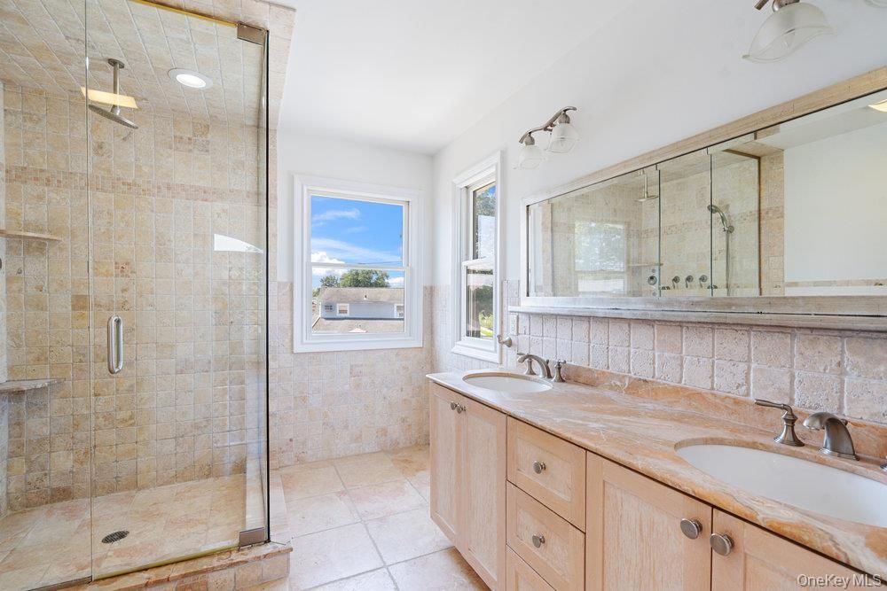 Bathroom, Dual Sink Vanities, Glass Shower, Interior, Recessed Lighting