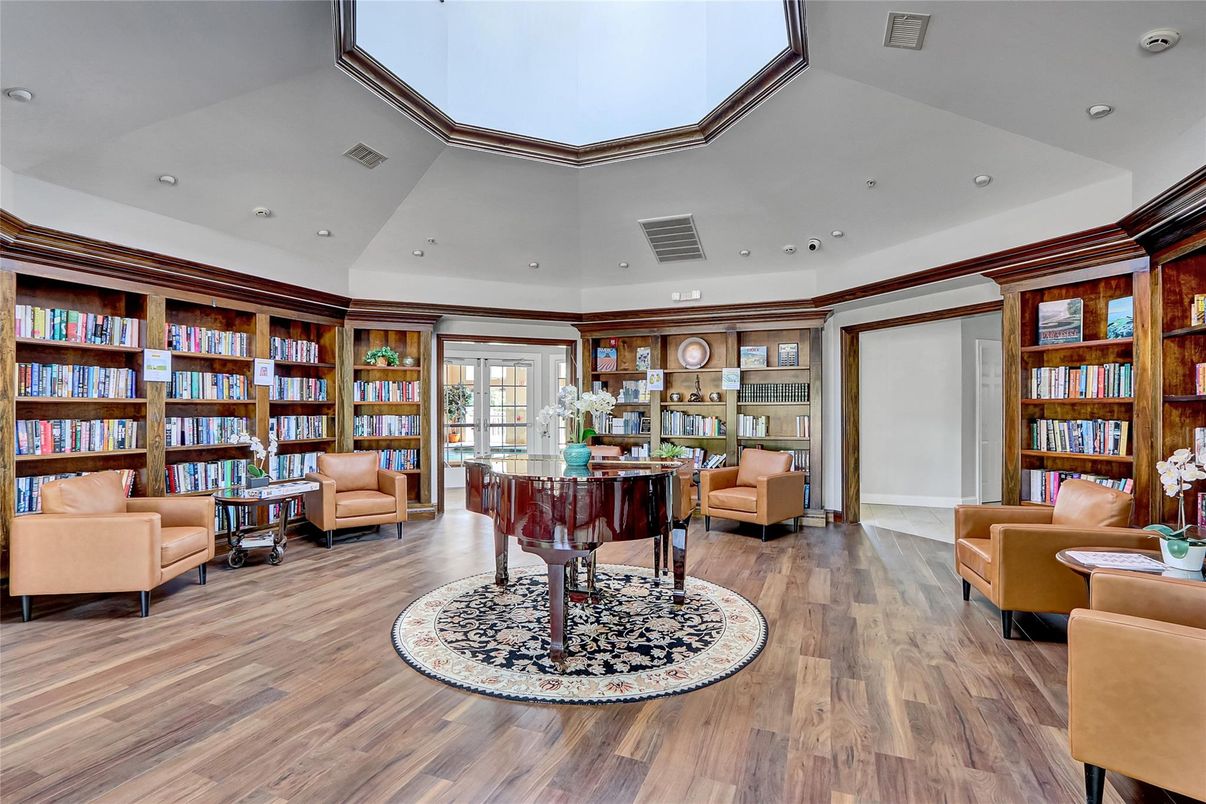 Home Office, Interior, Living room, Recessed Lighting, Wood Texture Flooring