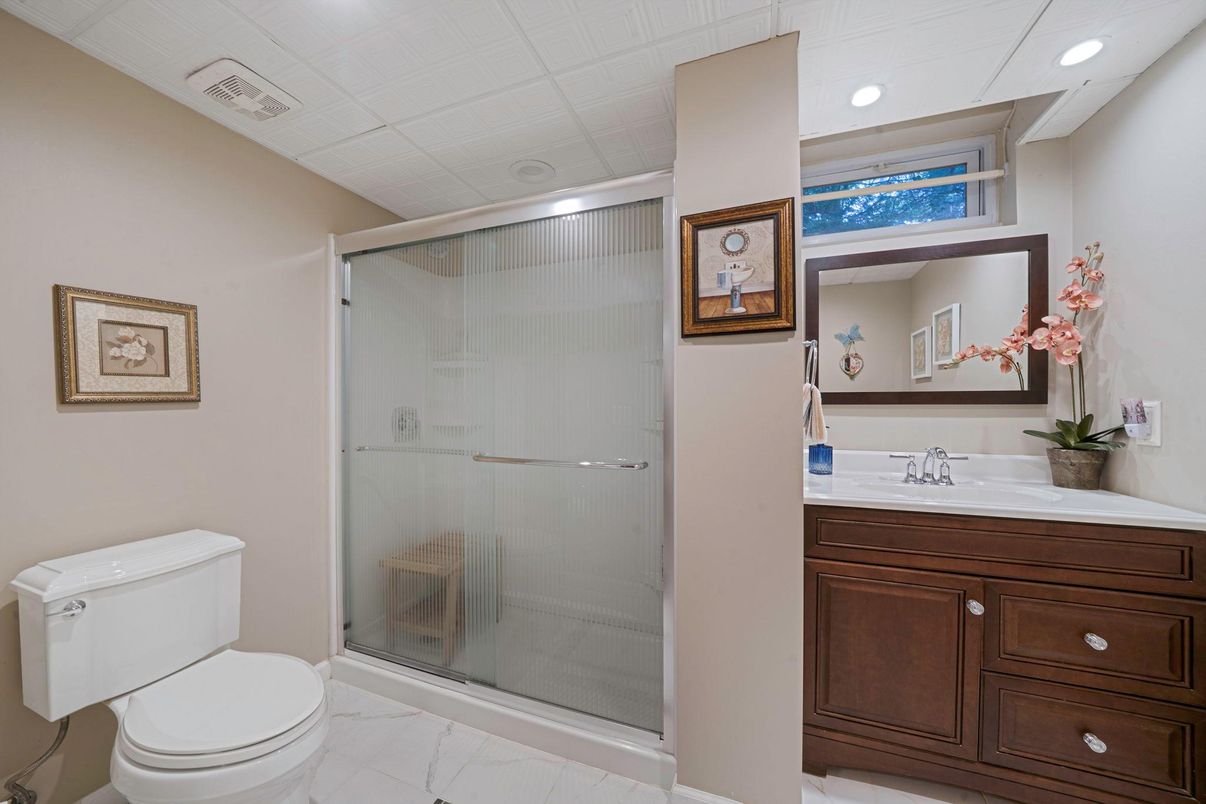 Bathroom, Glass Shower, Interior, Marble, Recessed Lighting