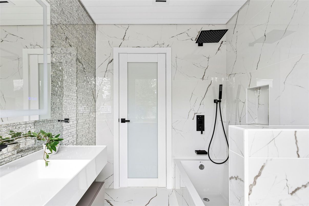 Bathroom, Glass Shower, Interior, Marble, Marble Walls