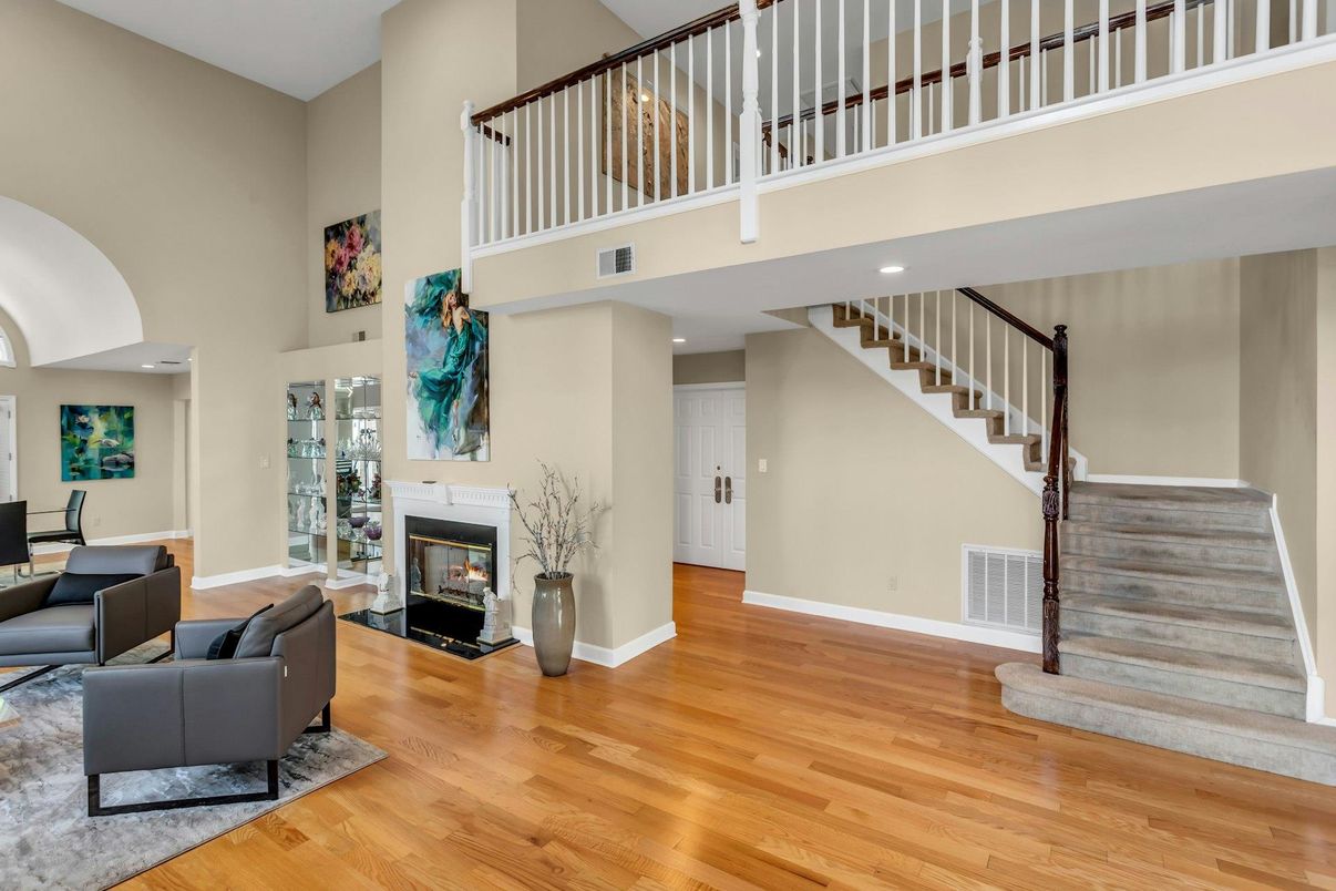 Fireplace, Interior, Recessed Lighting, Wood Texture Flooring