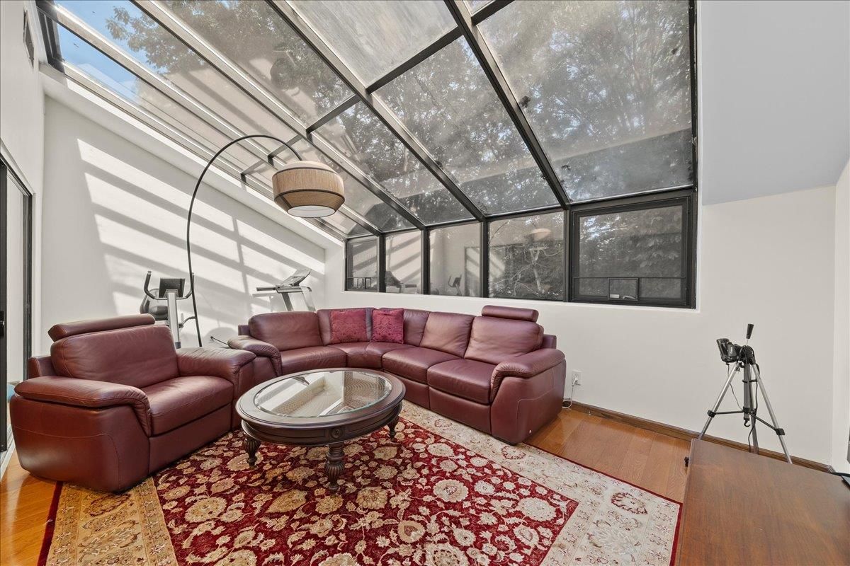 Glass Ceilings, Interior, Living room, Sun Room, Wood Texture Flooring
