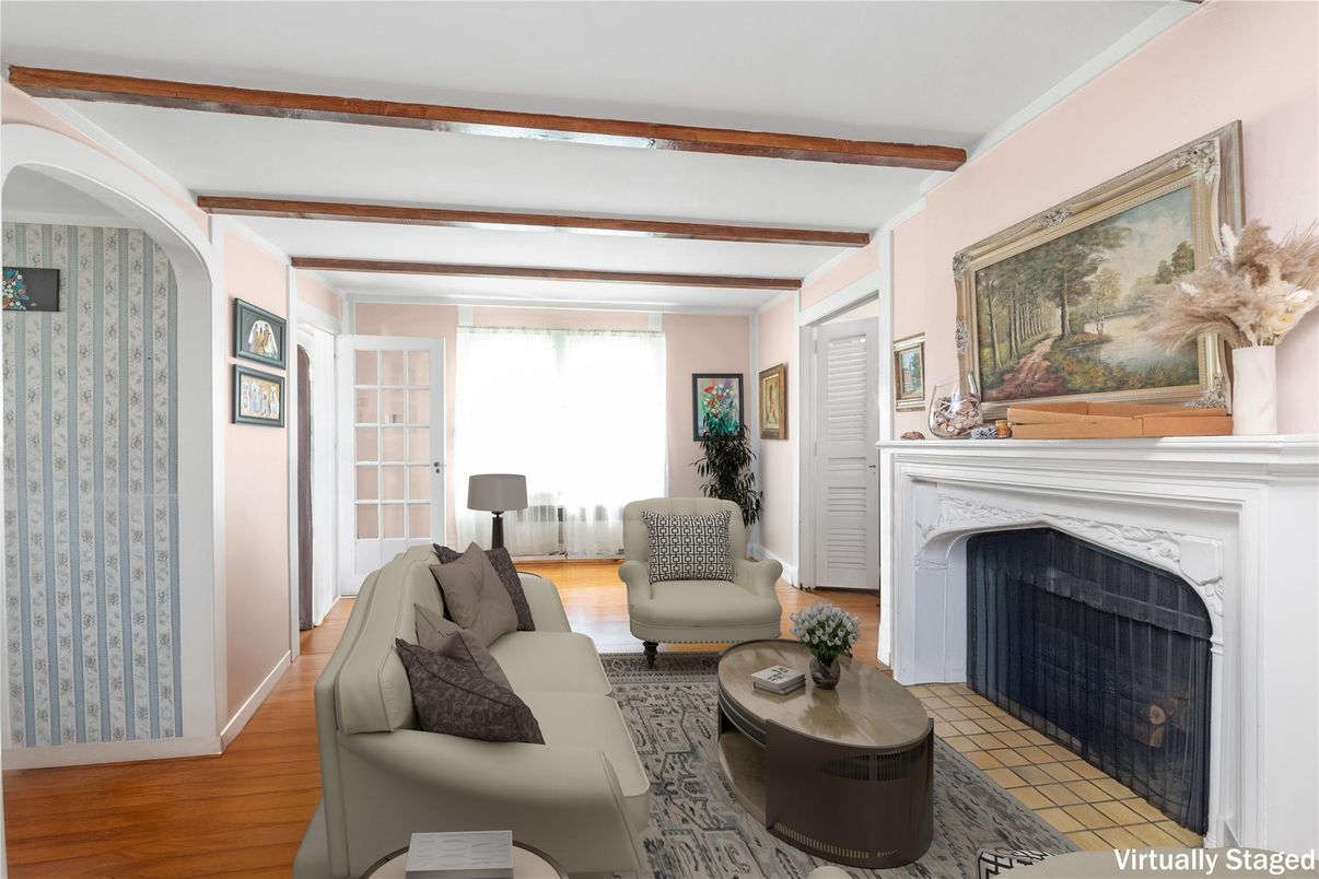 Fireplace, Interior, Living room, Wooden Beams, Wood Texture Flooring