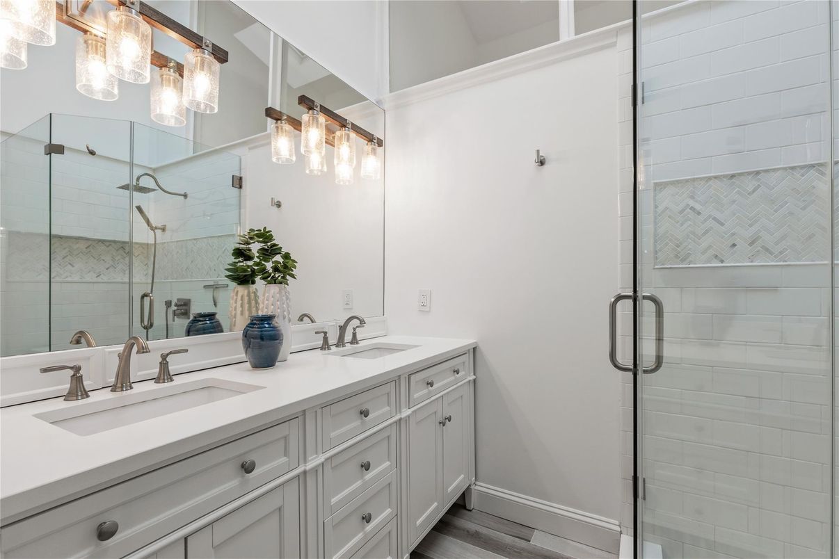Bathroom, Dual Sink Vanities, Glass Shower, Interior