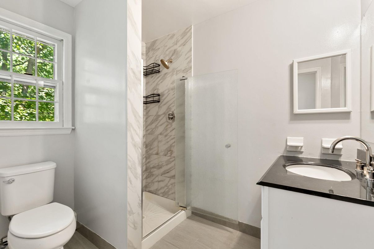 Bathroom, Glass Shower, Interior, Marble Walls