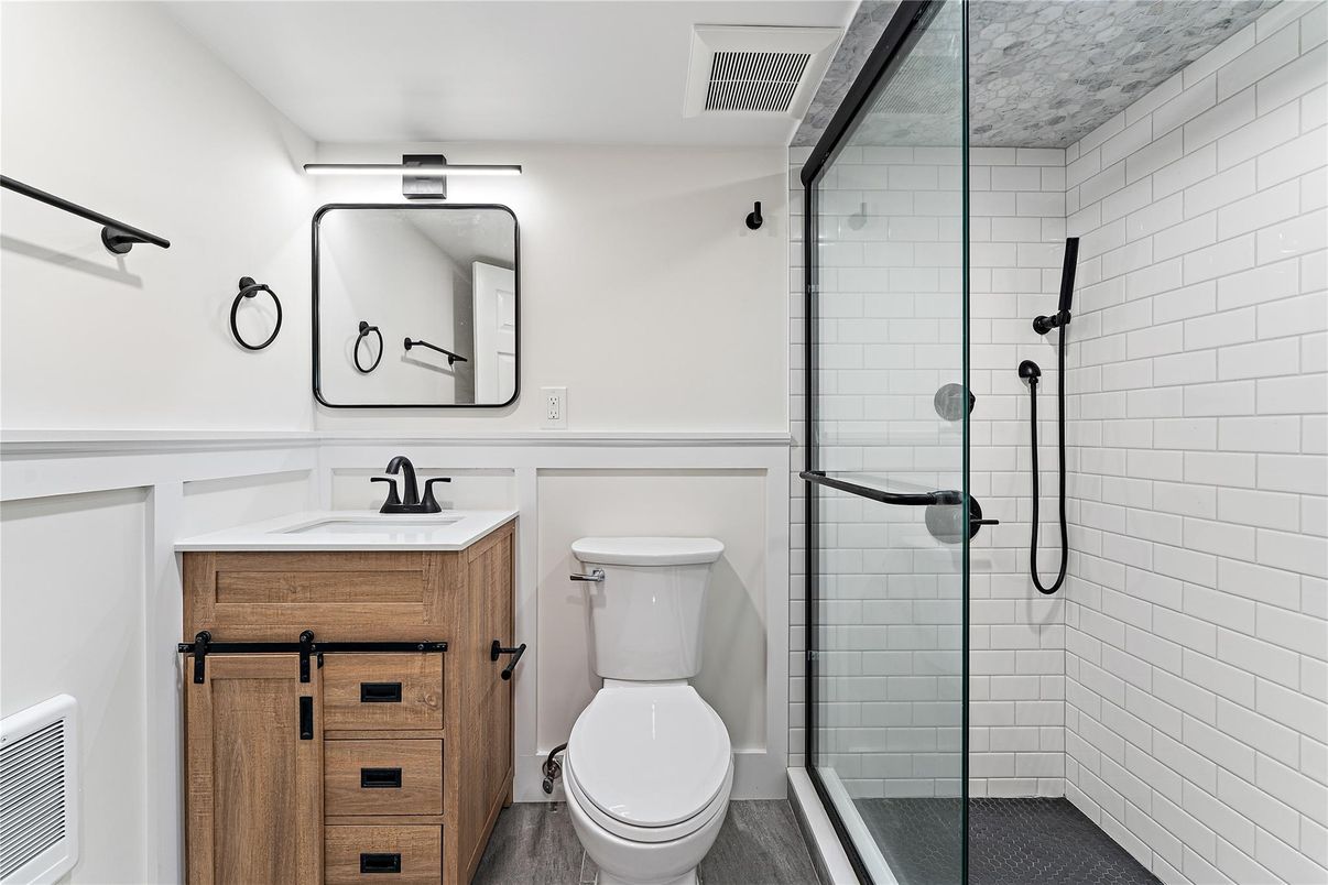 Bathroom, Dual Sink Vanities, Glass Shower, Interior