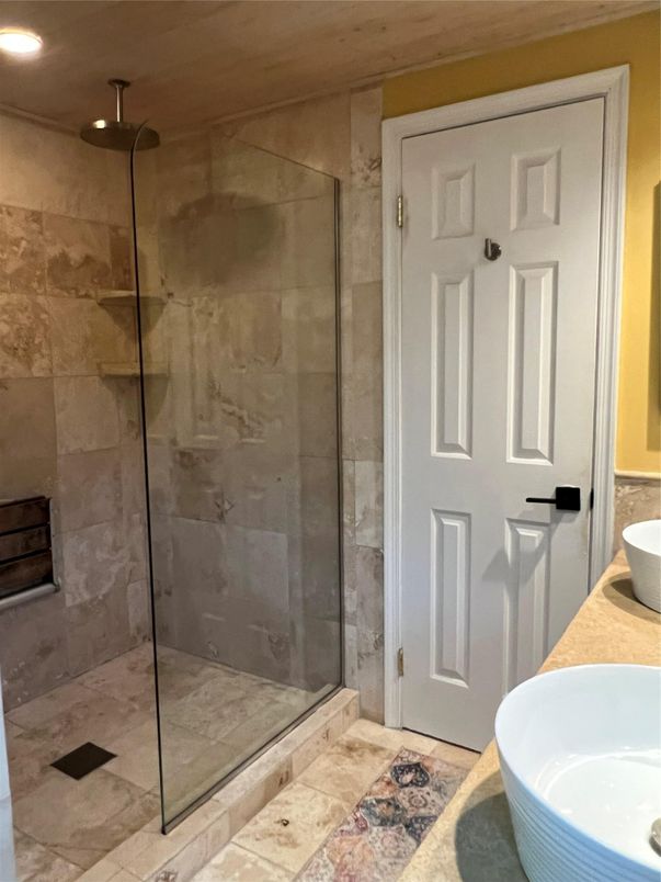 Bathroom, Glass Shower, Interior, Recessed Lighting