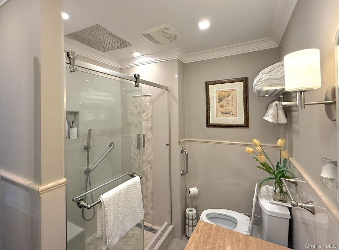 Bathroom, Glass Shower, Interior, Recessed Lighting
