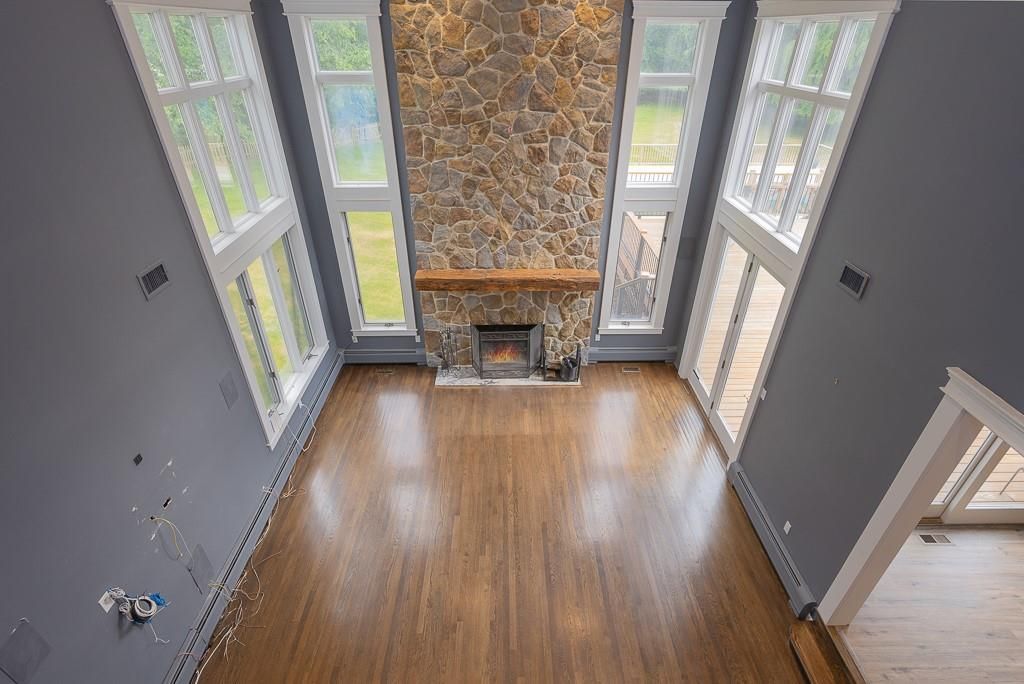 Fireplace, Interior, Stone Walls, Wood Texture Flooring