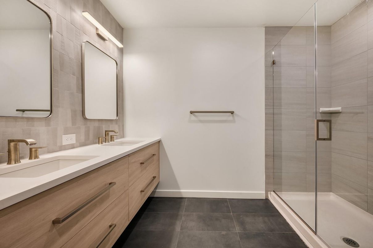 Bathroom, Dual Sink Vanities, Glass Shower, Interior