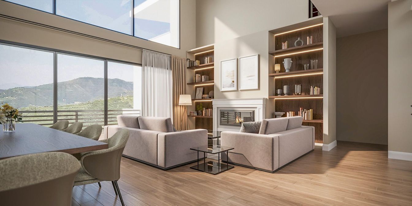 Dining room, Fireplace, Interior, Living room, Wood Texture Flooring