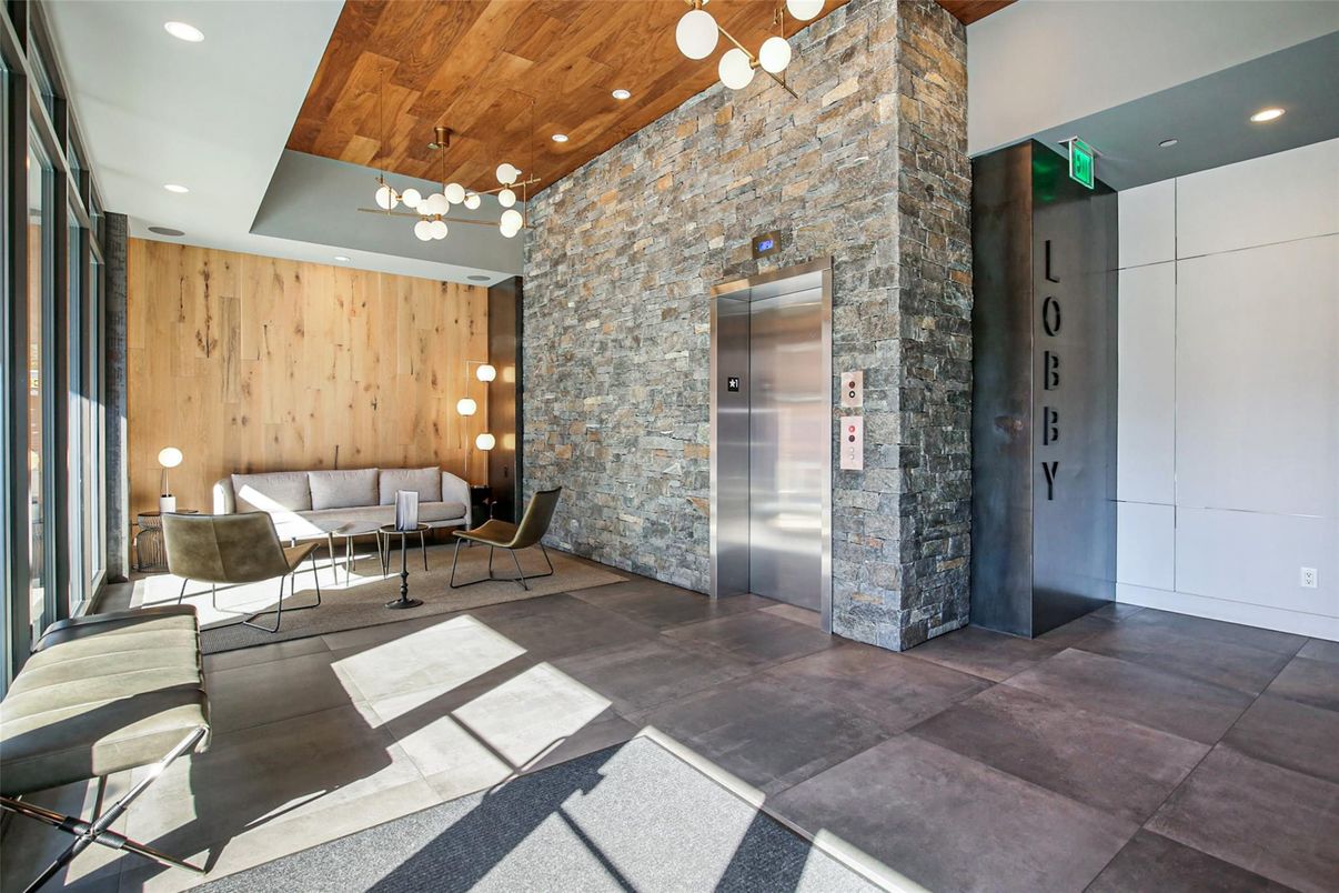 Elevator, Interior, Recessed Lighting, Stone Walls, Wooden Ceilings, Wooden Walls