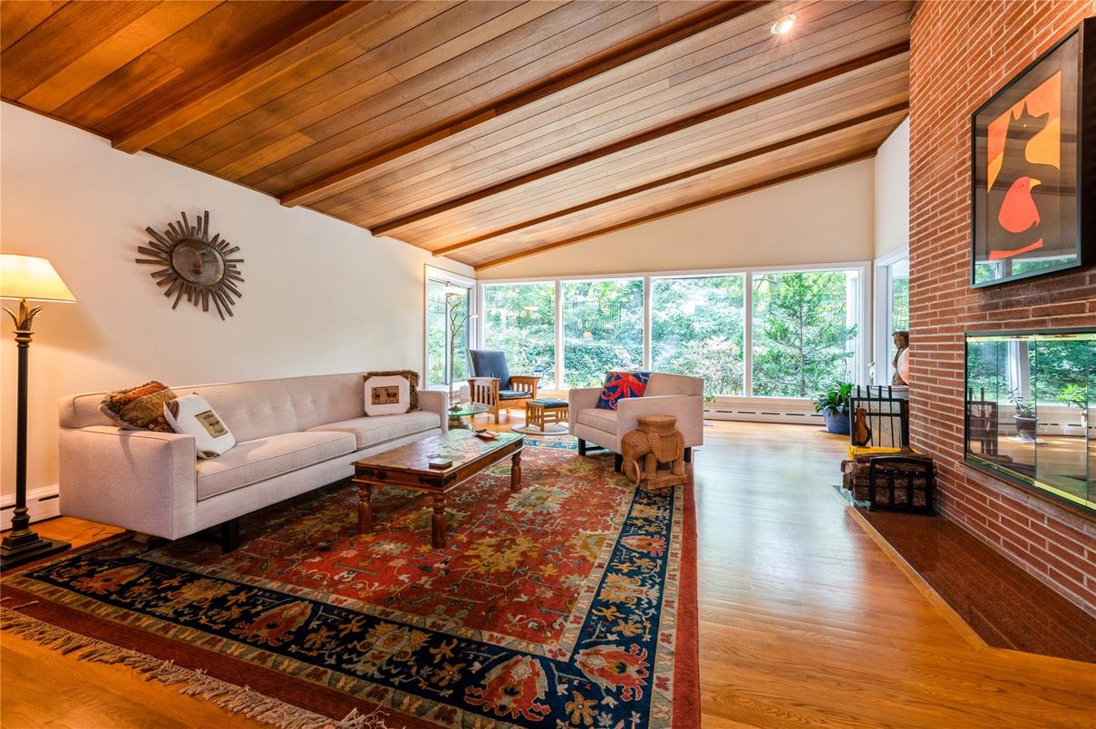 Fireplace, Interior, Living room, Stone Walls, Wooden Ceilings, Wood Texture Flooring