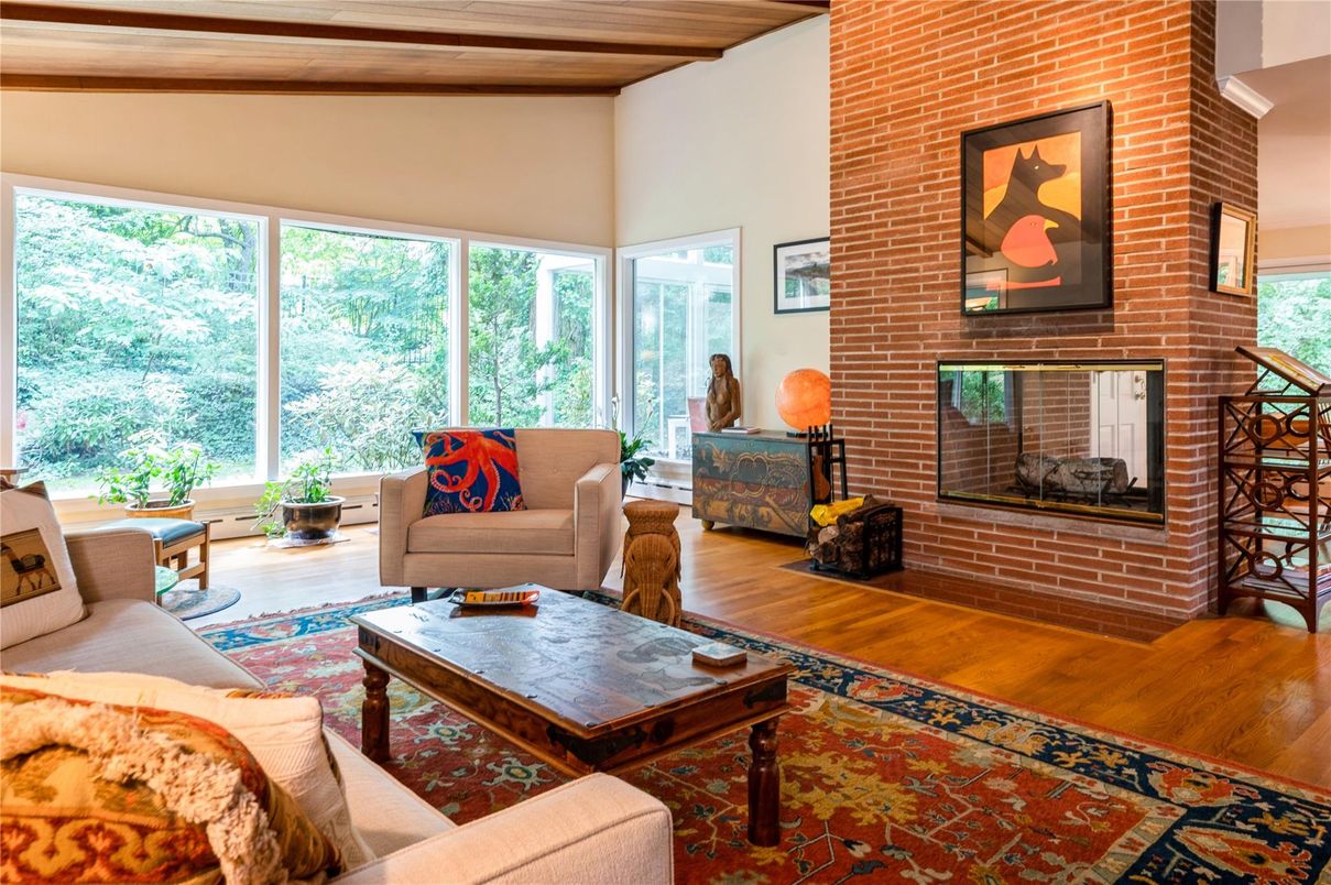 Fireplace, Interior, Living room, Stone Walls, Wooden Ceilings, Wood Texture Flooring
