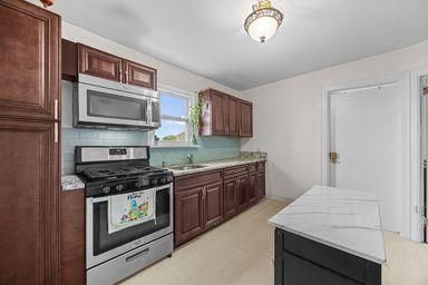 Interior, Kitchen, Stainless Steel Appliances, Wood Texture Flooring
