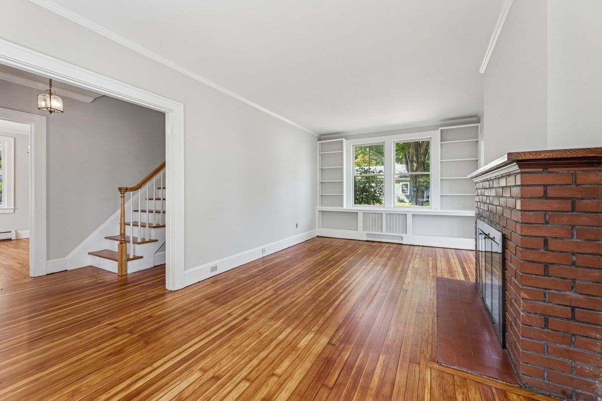 Empty room, Fireplace, Interior, Wood Texture Flooring
