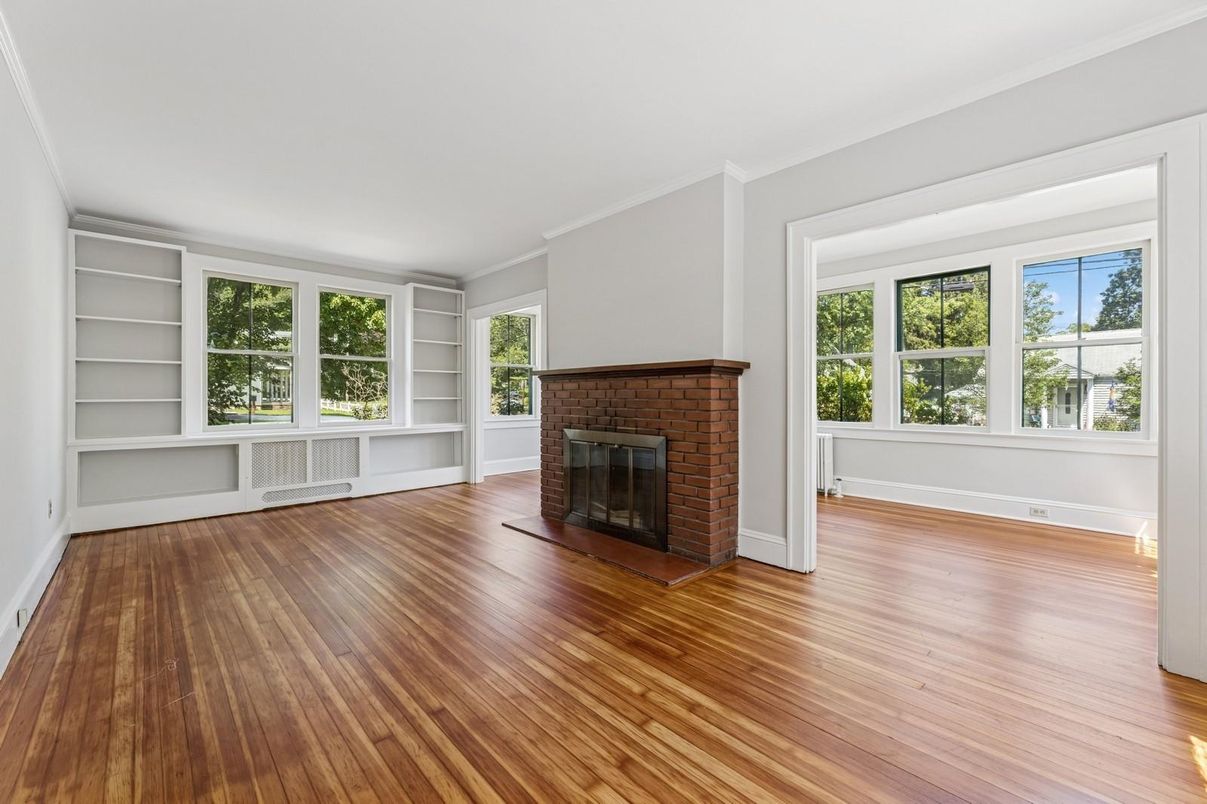 Empty room, Fireplace, Interior, Wood Texture Flooring