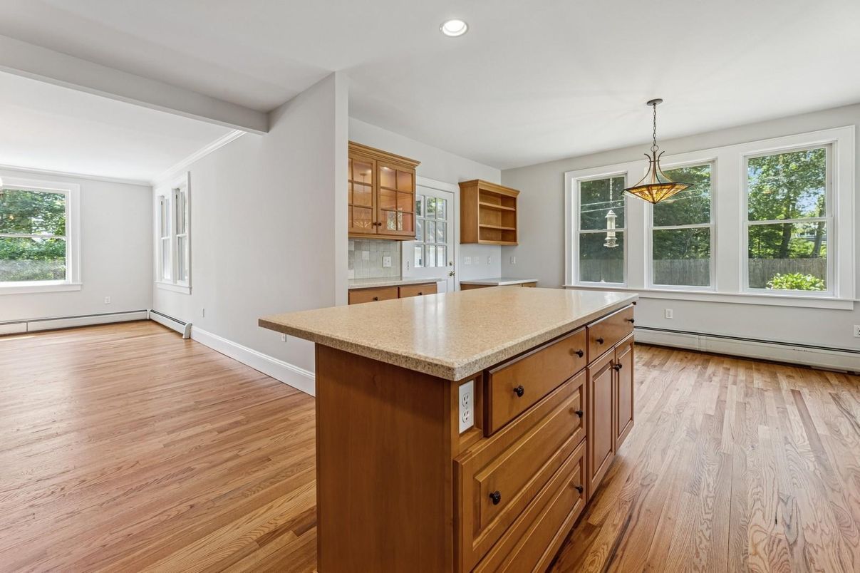 Interior, Kitchen, Pendant Lights, Recessed Lighting, Wood Texture Flooring