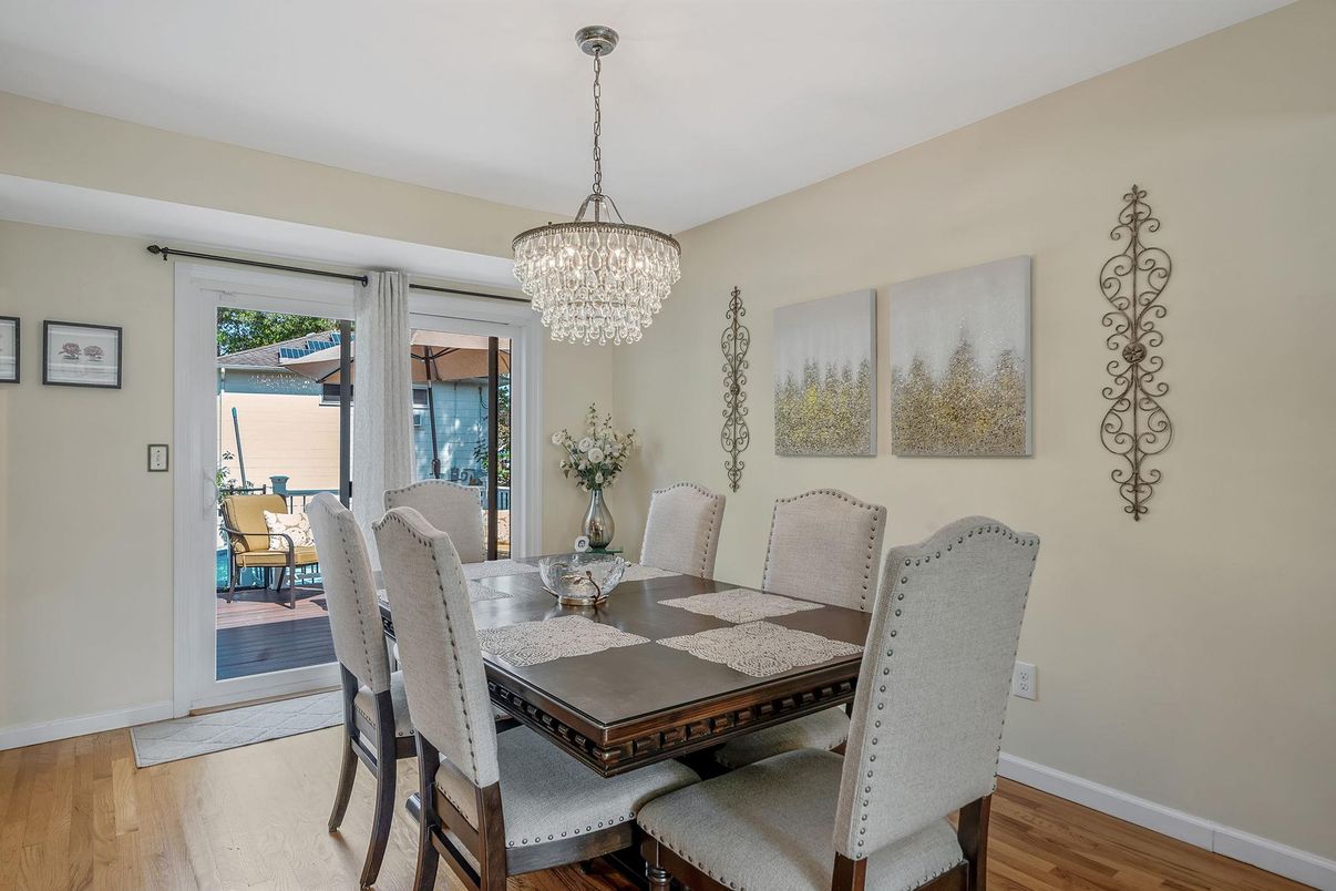 Chandelier, Dining room, Interior, Wood Texture Flooring