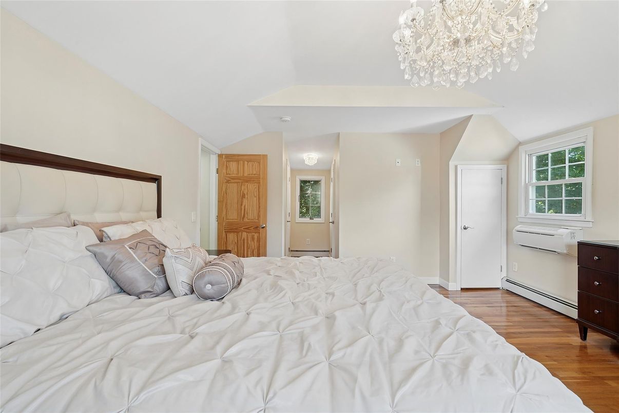 Bedroom, Chandelier, Interior, Wood Texture Flooring