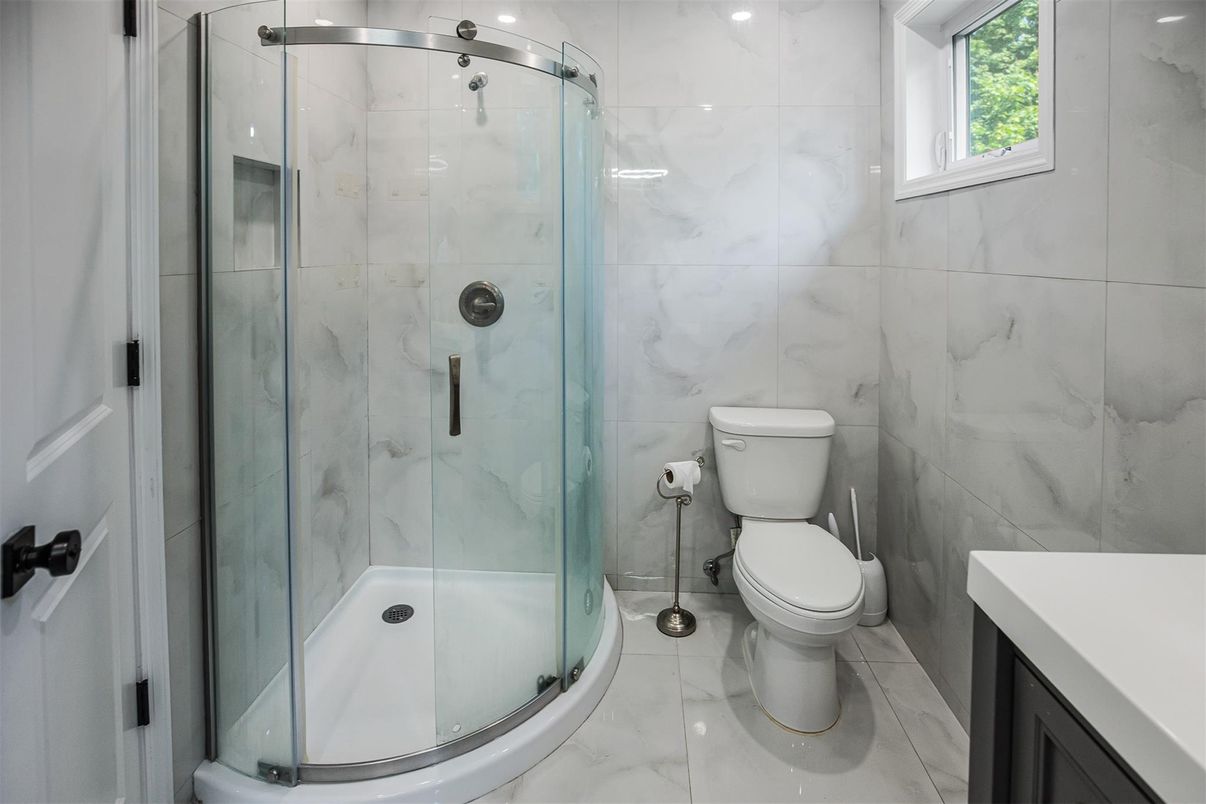 Bathroom, Glass Shower, Interior, Marble Walls