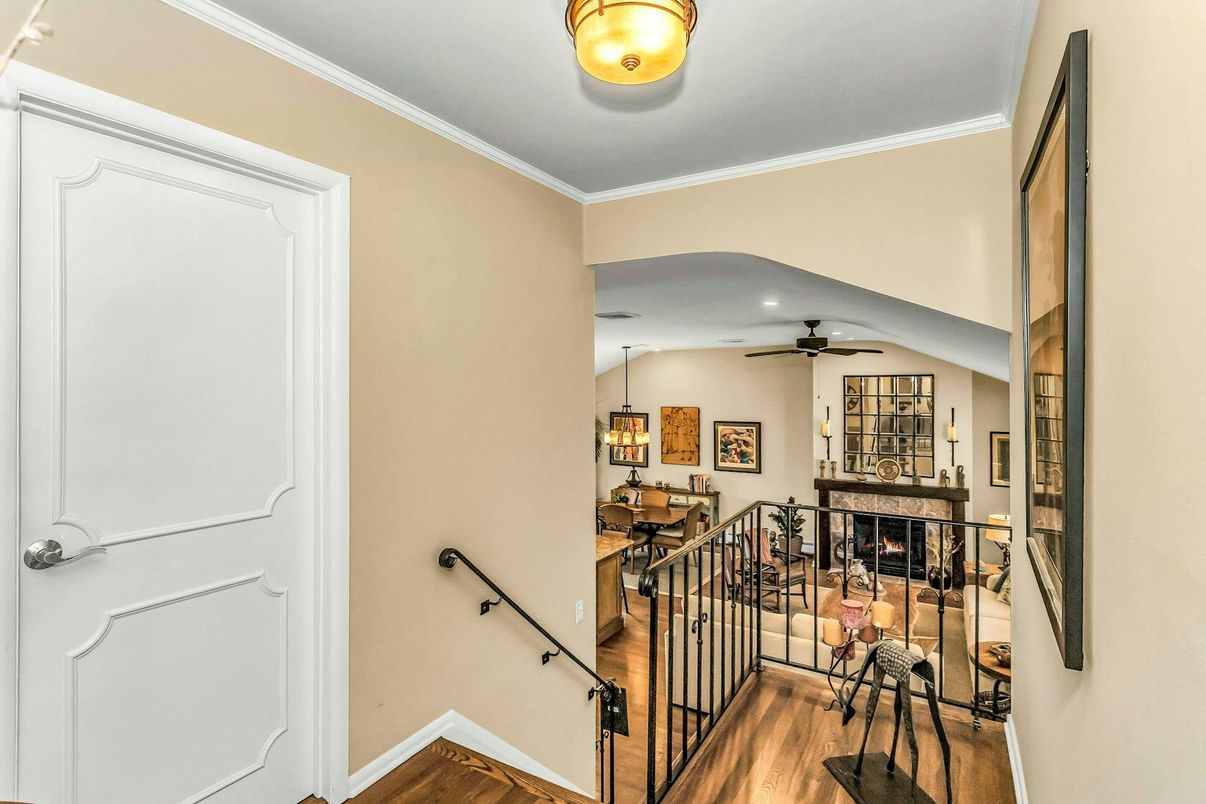 Fireplace, Interior, Recessed Lighting, Wood Texture Flooring