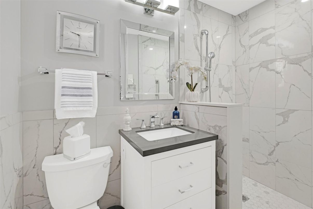 Bathroom, Glass Shower, Interior, Marble Walls