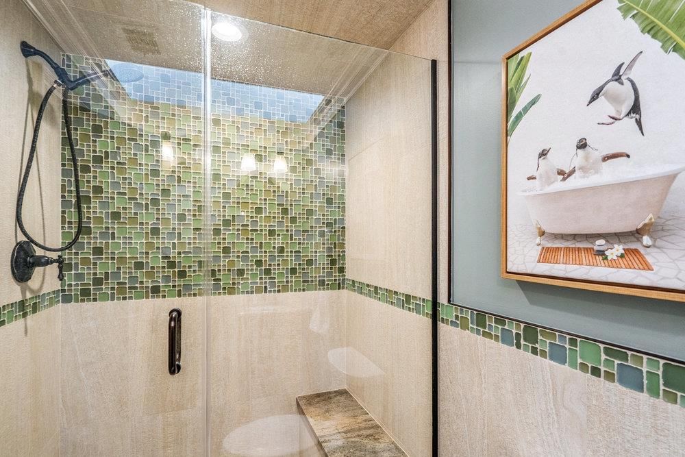 Bathroom, Glass Shower, Interior, Recessed Lighting